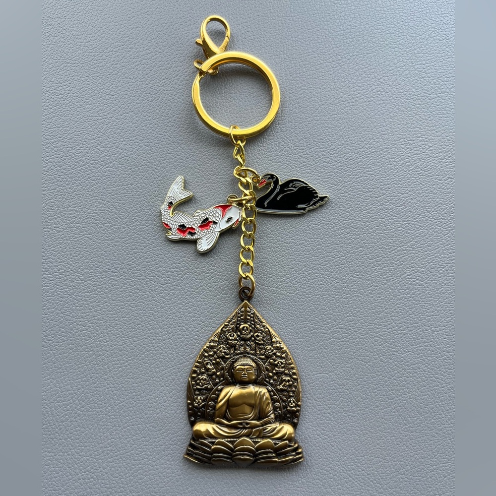 Beautiful Gold-Toned Buddha Keychain from Byodo-In Buddhist Temple